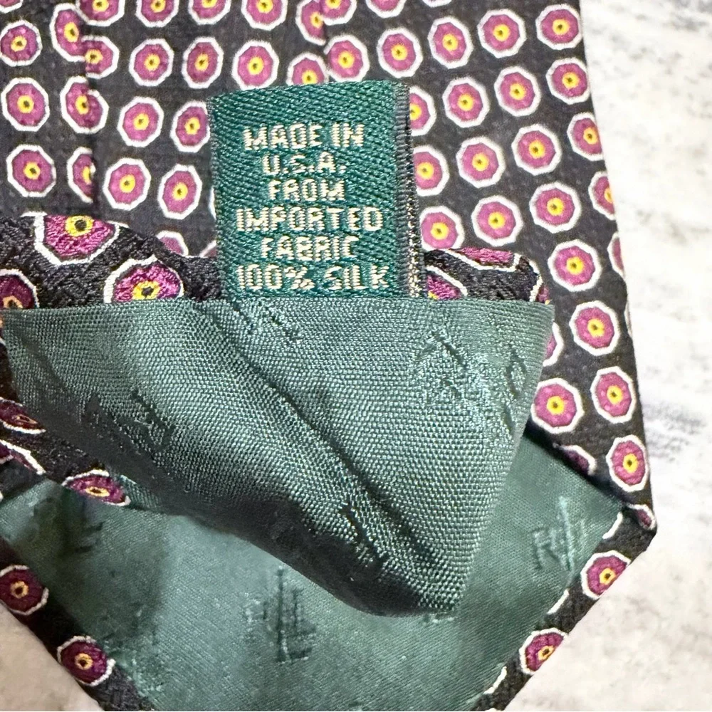 Lauren Ralph Lauren Silk Tie Geometric Preppy Luxury Heritage Dark Academia